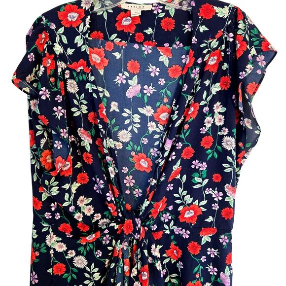 Favlux Women's Dress 3X 3XL XXXL Blue Wrap Floral Sleeves Sun Plus Size 22W 24W - Picture 2 of 8